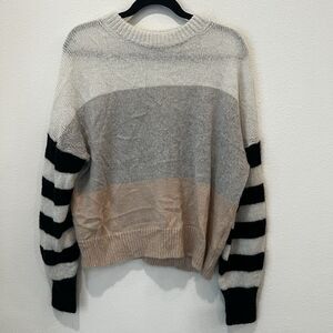 AllSaints Nicoli Sweater Jumper Colorblock Stripe Crewneck Mohair Blend Size S